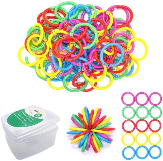 Ninahouse Box Packed Plastic Loose- Leaf Rings Multi-Color Binder Rings .Flexible Plastic Book Rings for Scrapbook Notebook Keychain (Packed 100piece/5colors)