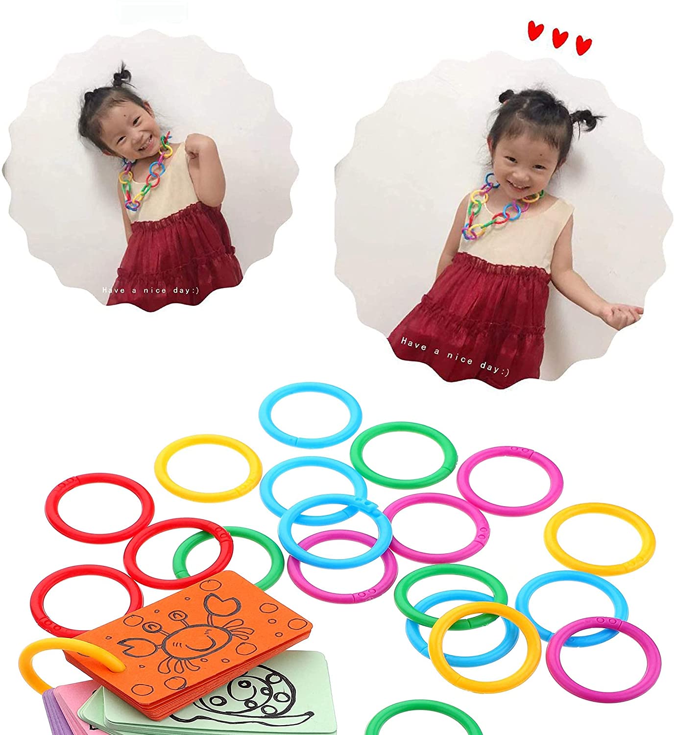 Ninahouse Box Packed Plastic Loose- Leaf Rings Multi-Color Binder Rings .Flexible Plastic Book Rings for Scrapbook Notebook Keychain (Packed 100piece/5colors) - Image 5