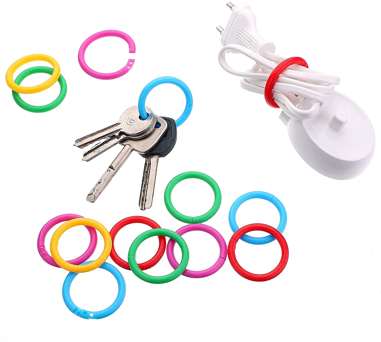 Ninahouse Box Packed Plastic Loose- Leaf Rings Multi-Color Binder Rings .Flexible Plastic Book Rings for Scrapbook Notebook Keychain (Packed 100piece/5colors) - Image 6