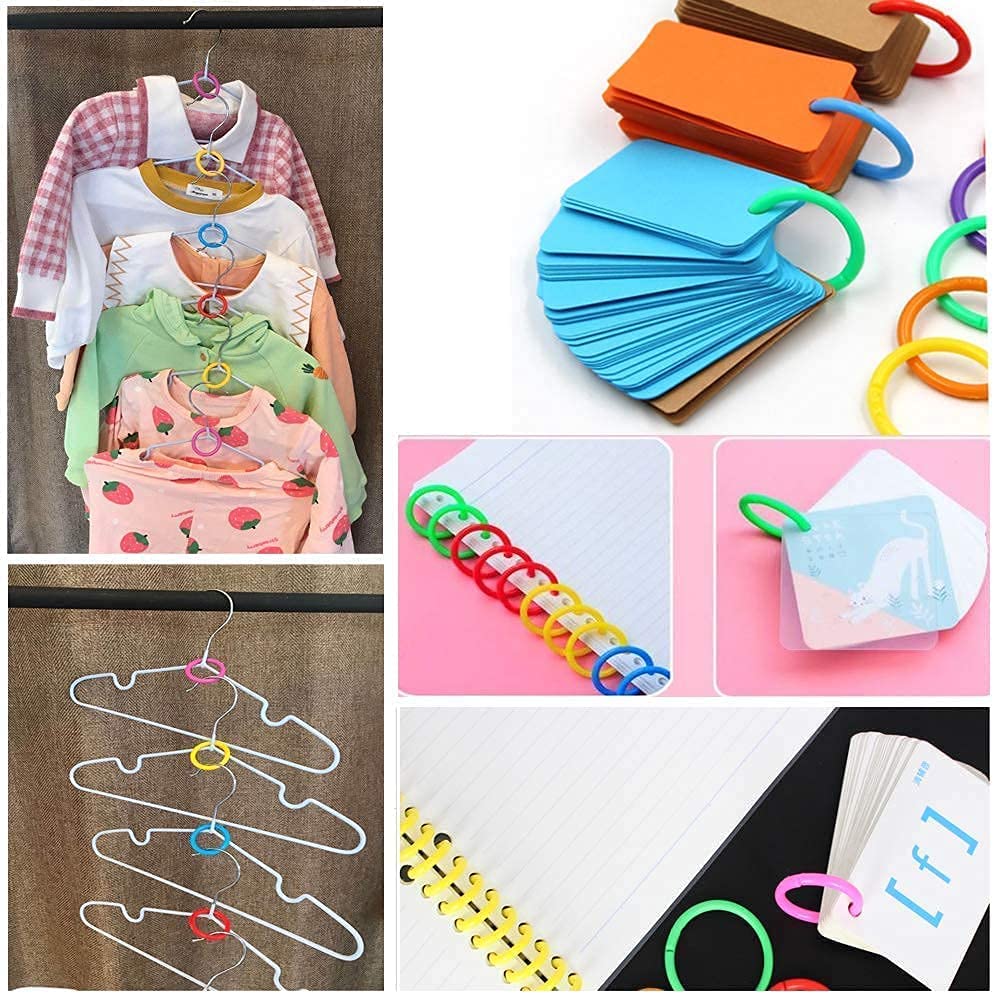 Ninahouse Box Packed Plastic Loose- Leaf Rings Multi-Color Binder Rings .Flexible Plastic Book Rings for Scrapbook Notebook Keychain (Packed 100piece/5colors) - Image 7