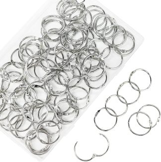 Loose Leaf Binder Rings 1-Inch (100 Pack) Office Book Rings, Nickel Plated Steel Binder Rings, Key Rings, Metal Book Rings, for School, Sliver